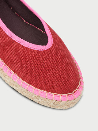 Red With Fluorescent Pink Piping Ballerina