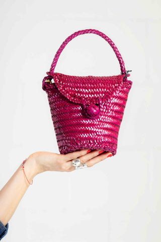 Jane Burgundy Geflochtene Lederkorbtasche