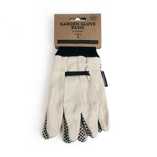 An absolute must-have for your gardening: By Benson's simple and functional gardening glove. Made from 100% pure cotton and therefore washable, it comes with knitted cuffs for ultimate comfort. The grip in the palms and fingers through the black PVC dots is excellent.   Classic and simple design. By Adushka's tips: it's perfect for the stubborn weeds.