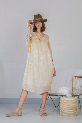 Mai Long-Sleeve Metallic Dress