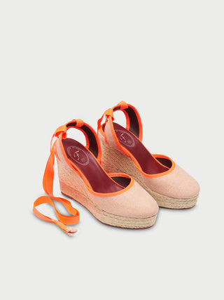  Espadrilles Nude Orange Piping 