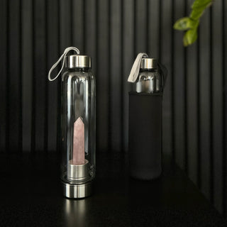 The Goddess Collective Rose Quartz Crystal Water Bottle