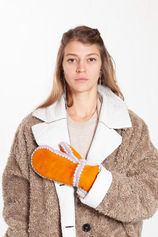 Tangerine Handgefertigte Shearling Handschuhe