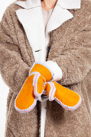 Tangerine Handgefertigte Shearling Handschuhe