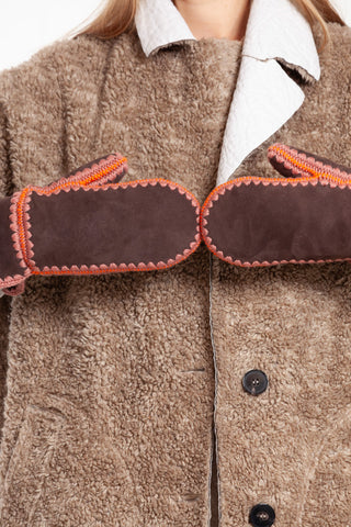 Russet Handgefertigte Shearling Handschuhe