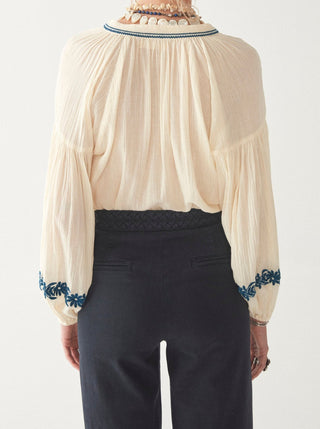 Maison Hotel Lina Holbox Half Button Up Blue Blouse