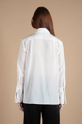 Milk Shirt with Scarf in Crepe Silk