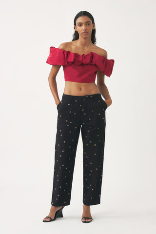 Pop Schulterfreies Cropped Top