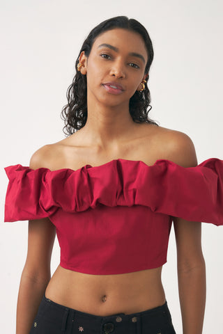 Pop Schulterfreies Cropped Top