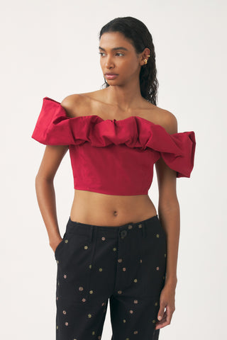 Pop Schulterfreies Cropped Top