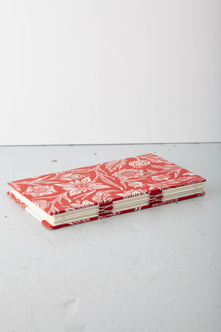 Hand-sewn Red Flower Design Notebook - Ofer