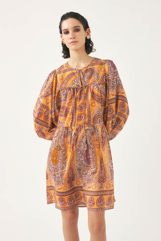 Rust Tajar Print Mini Dress