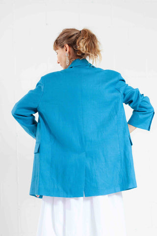 Palmhouse Aqua Linen Blazer - ByAdushka